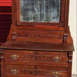 Antique Eastlake Dresser and Swivel top Mirror