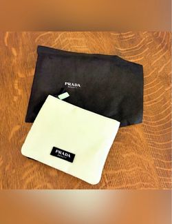 Prada Black Beauty Pouch Duo Black & Mint Green Cosmetic Bag