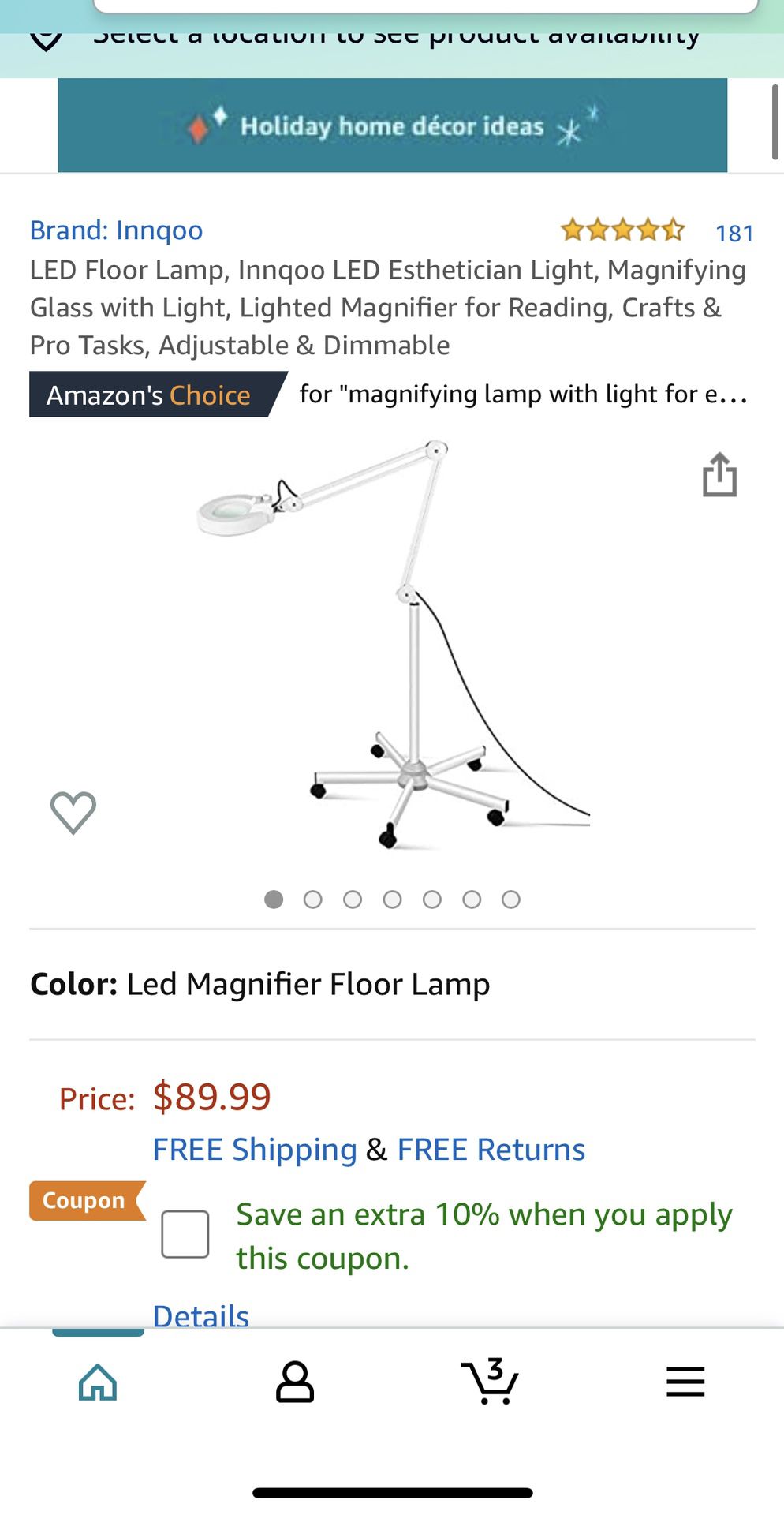 BRAND NEW! LED Floor Lamp, Innqoo LED Esthetician Light, Magnifying Glass with Light, Lighted Magnifier for Reading, Crafts & Pro Tasks