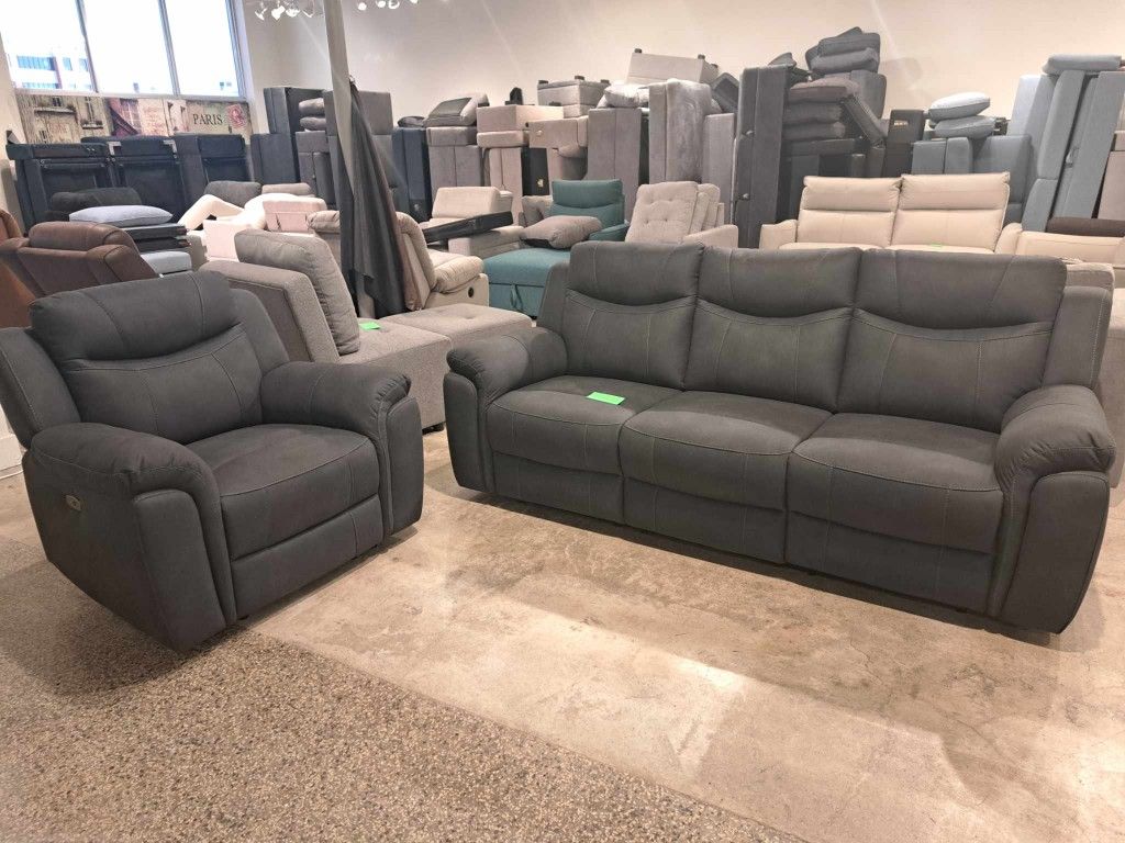 Grey Power Sofa And Chair