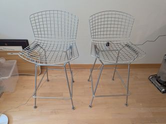2 Knoll Bertoia Chrome Bar Stools