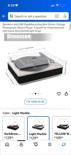 LP NO.1 Record Player Bluetooth Turntable with Built-in Speakers and USB Play&Recording Belt-Driven Vintage Phonograph Record Player 3 Speed for Enter