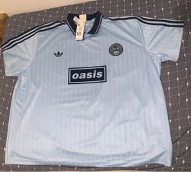 Adidas x Oasis Tour Jacquard Jersey Shirt Light Blue Live 25 Size: 2X-Large