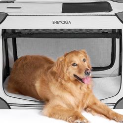 EHEYCIGA Collapsible Large Dog Crate, 36 Inch Soft Portable Dog Kennel for Large Dogs, Indoor & Outdoor Foldable Dog Travel Crate with Mesh Windows

