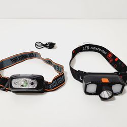 2pcs Built-in USB Rechargeable Flashlight Lantern COB LED Headlamp Camping Headlight