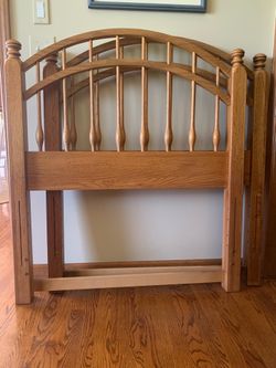 TWO TWIN SPINDLE HEADBOARDS, SOLID OAK, 41.5W x 47H x 2.75D, $50 EACH