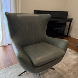 Wells Leather Swivel Chair Pottery Barn