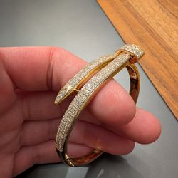 Gorgeous 18k Gold w Real Diamonds Cartier-style Bracelet, 20g