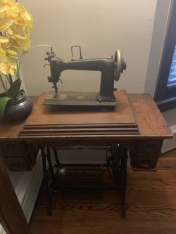 Sewing  Machine And Table Antique