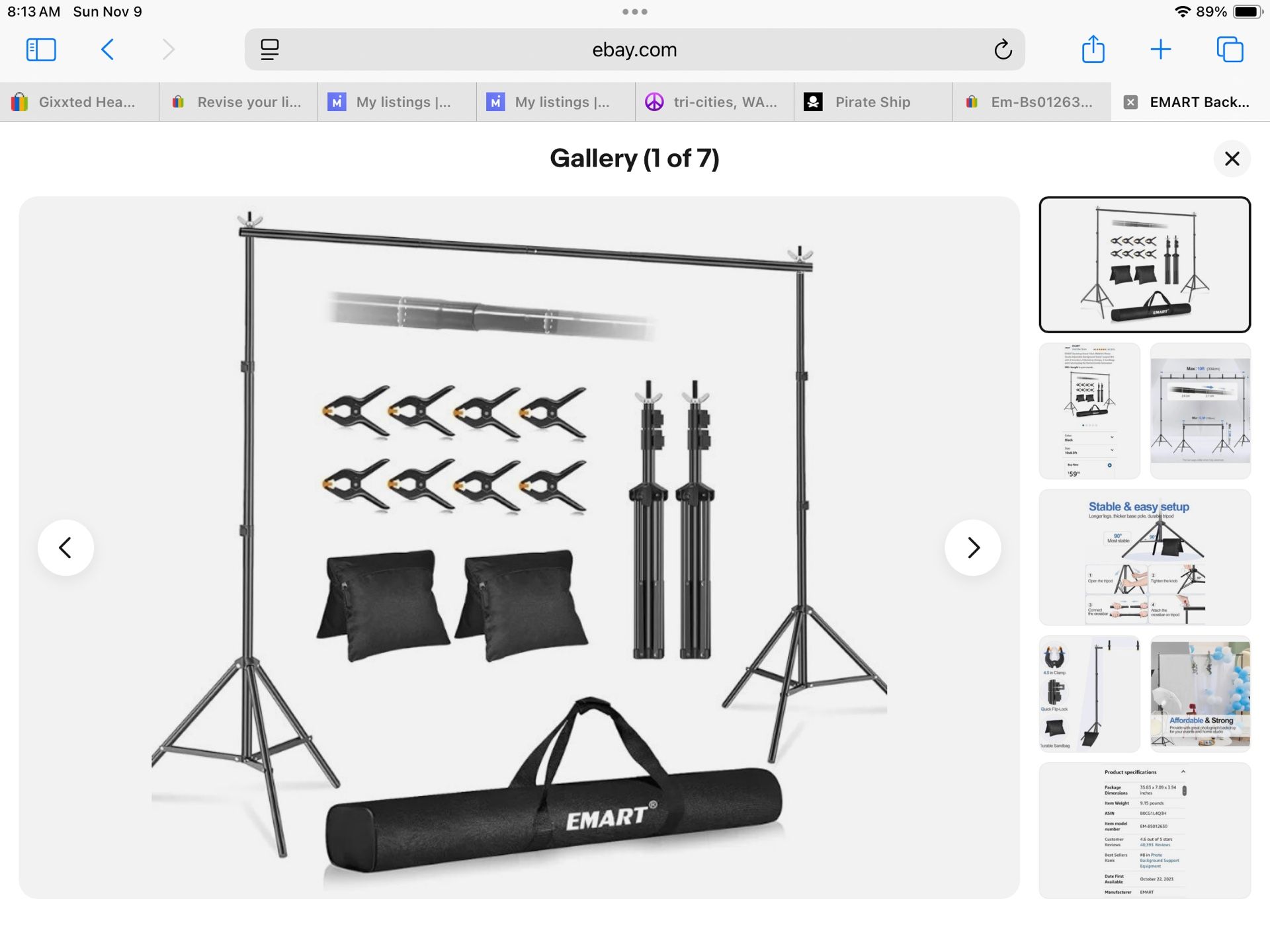 Emart Banner Stand, 10x8 ft Heavy Duty Adjustable Backdrop Stand EM-BS012630