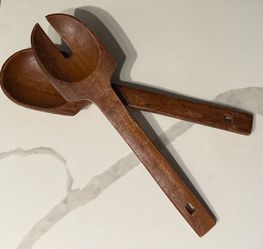 Vintage Mid-Century Modern Wooden Salad Servers (Set of 2)