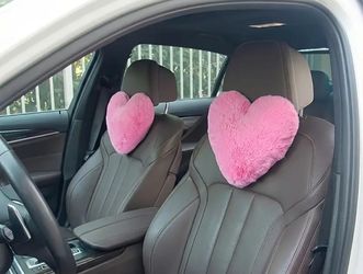Cute Plush Heart Headrest Pillows (2) Pink 