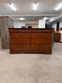 See Page for Nightstands - Cherry Wood Color Classic 6 Drawer Dresser