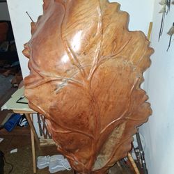 Antique Teak Leaf Sculpture 