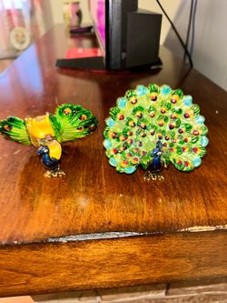 peacocks trinket boxes