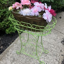 Vintage Metal Plant Stand - $20 (basket w/faux florals - $5)