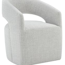 1pc Upholstered Dining Chairs with Casters No Assembly Modern Barrel Armchair with Rollers for Diningroom Bedroom Livingroom Reading Room,Milk