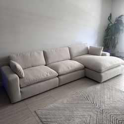 NEW Beige Linen Cloud Couch Sectional
