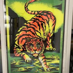 Vintage Framed Black light Posters 70s 
