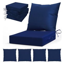 2 Pk or 4 Pk Outdoor Chair Cushions for Patio Furniture：24" x 24" Deep Seat Cushions with Backrest for Couch Sofa Chair - Waterproof Fade-Resistant Pa