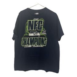 NFL Team Apparel Adult Shirt Blue XL Seattle Seahawks 2013 NFC Champions Cotton
