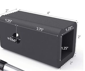 2 to 1.25 Inch Hitch Receiver Adapter, 2" to 1 1/4" Receiver Reducer Converter Plug-in Sleeve Receiver Converter
