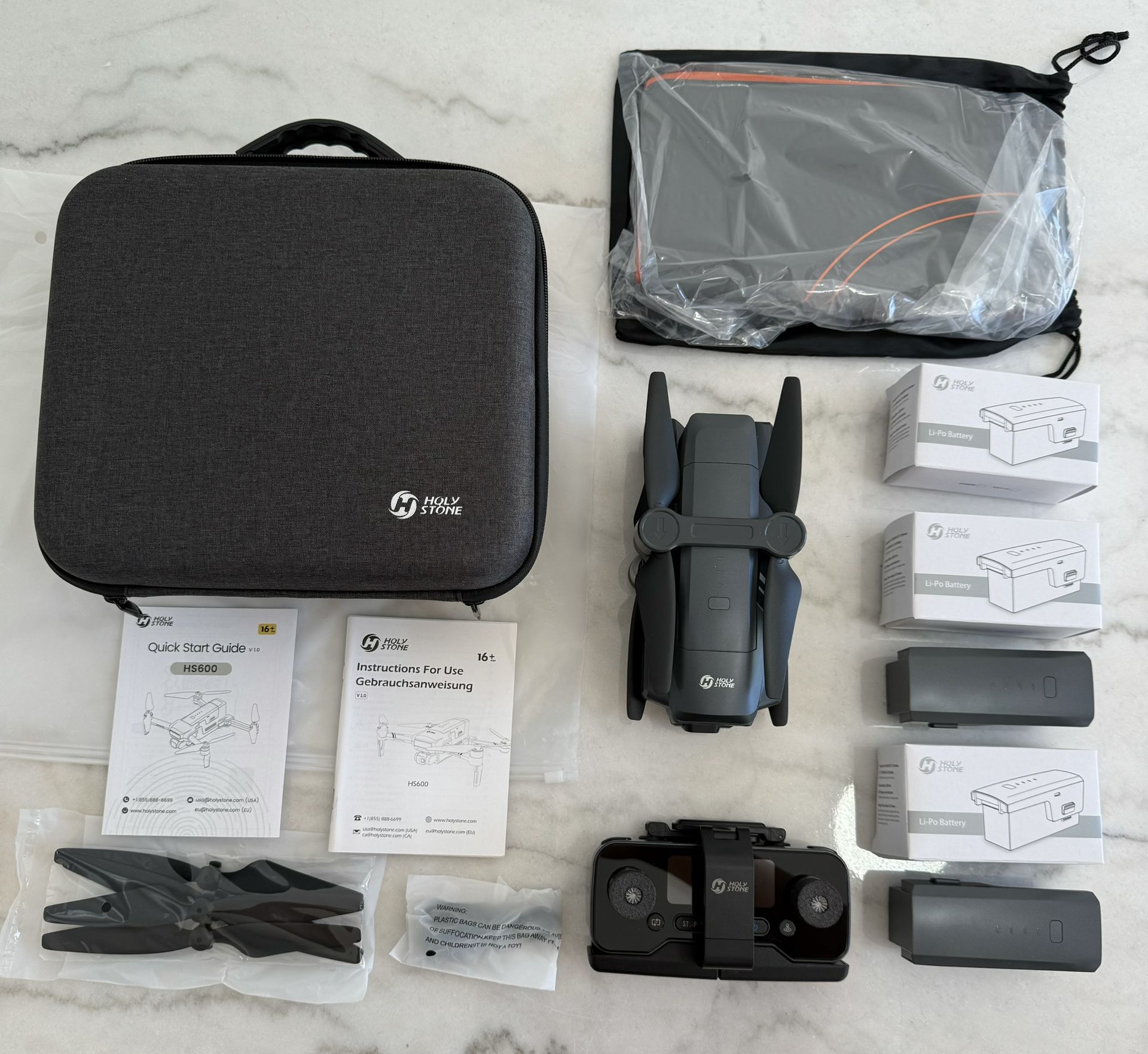 Holy Stone HS600 Drone with Camera 4K, FAA Remote ID Compliant, 2-Axis Gimbal & EIS Anti Shake, 3 Batteries 84-Min Flight Time