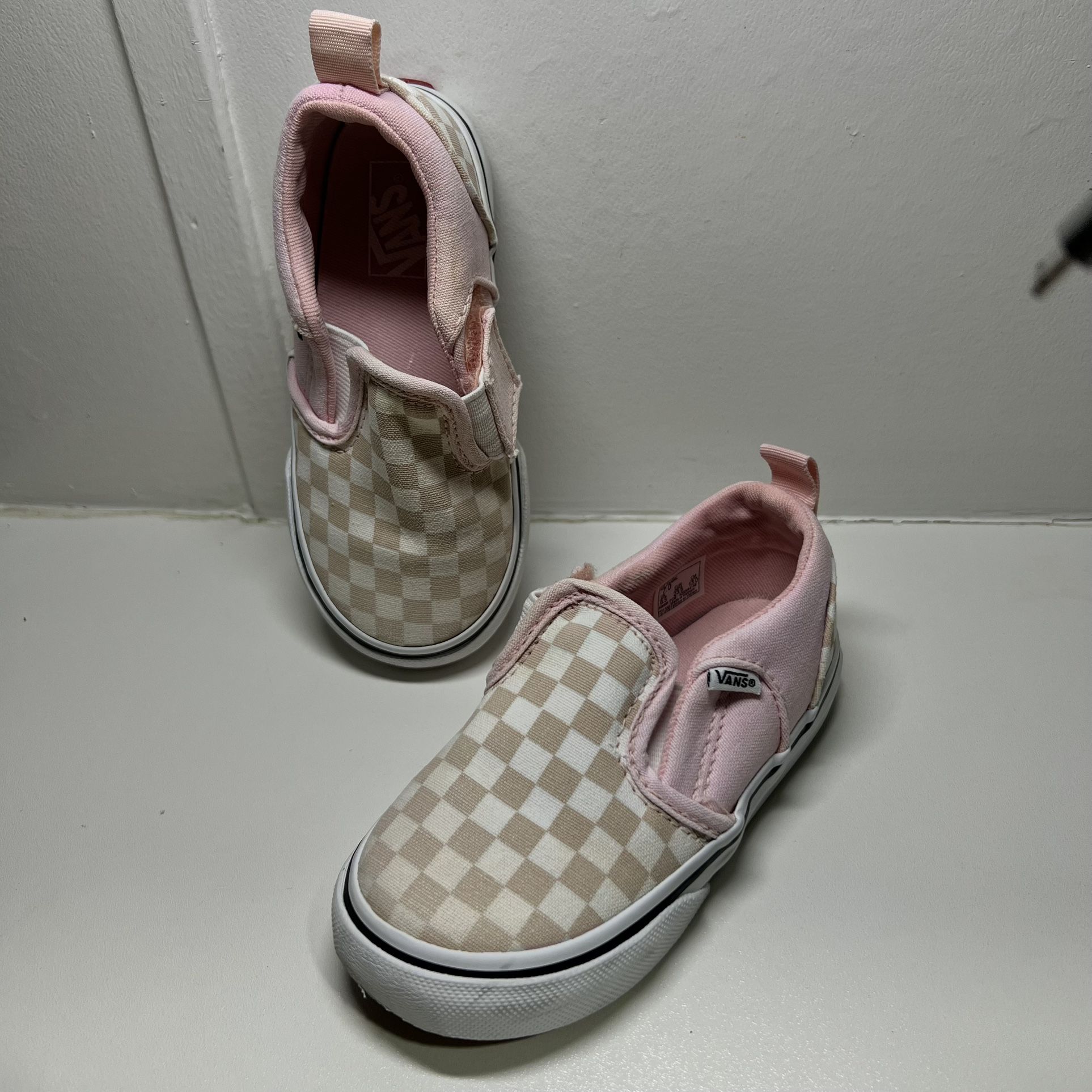 Vans Pink Checkered Slip-On Sneakers Toddler 7.0
