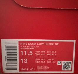 Nike dunk low retro se triple black (DS)