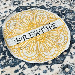 Cricut Breathe Yellow Black Large 11.5X11.5 Mandala Car Wall Decal Yoga Meditation Decor Room