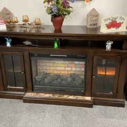Wood Tv Stand With Fireplace Option Sale 