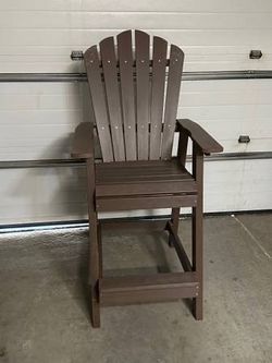 New Big & Tall Brown Wood Adirondack Chair Patio Furniture