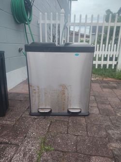Stainless Steel Dual Trash & Recycling Bin - $25