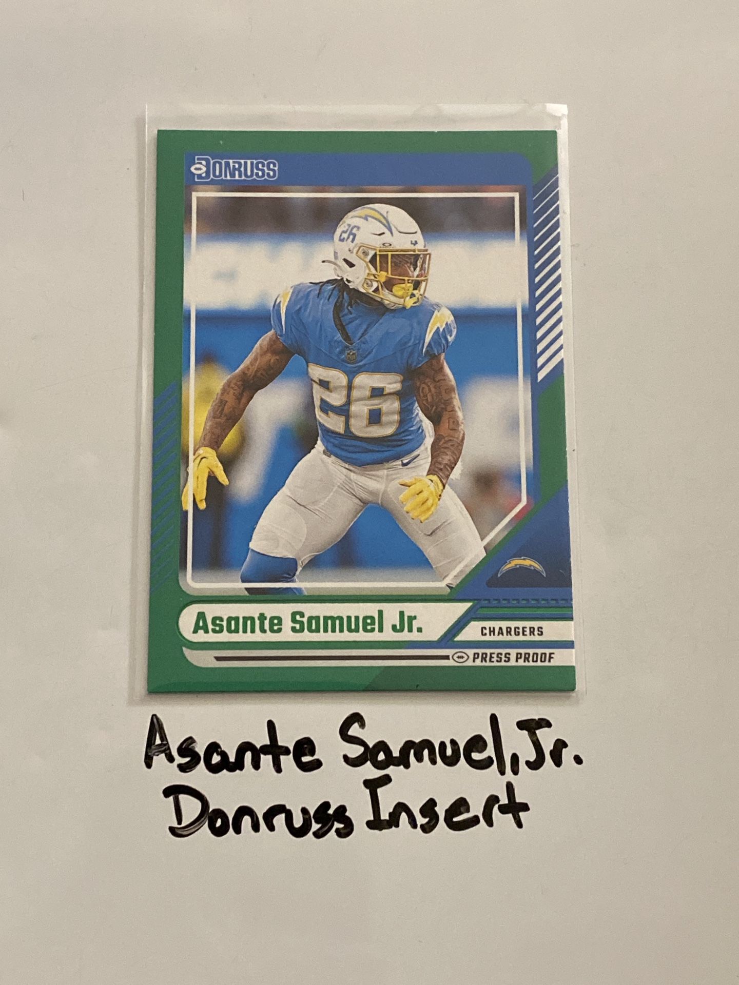 Asante Samuel,Jr. Los Angeles Chargers CB Donruss Short Print Insert Card.