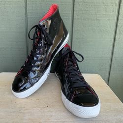Mens Size 13 Converse Shoes All Star Chuck Taylor Black Patent Leather High Top