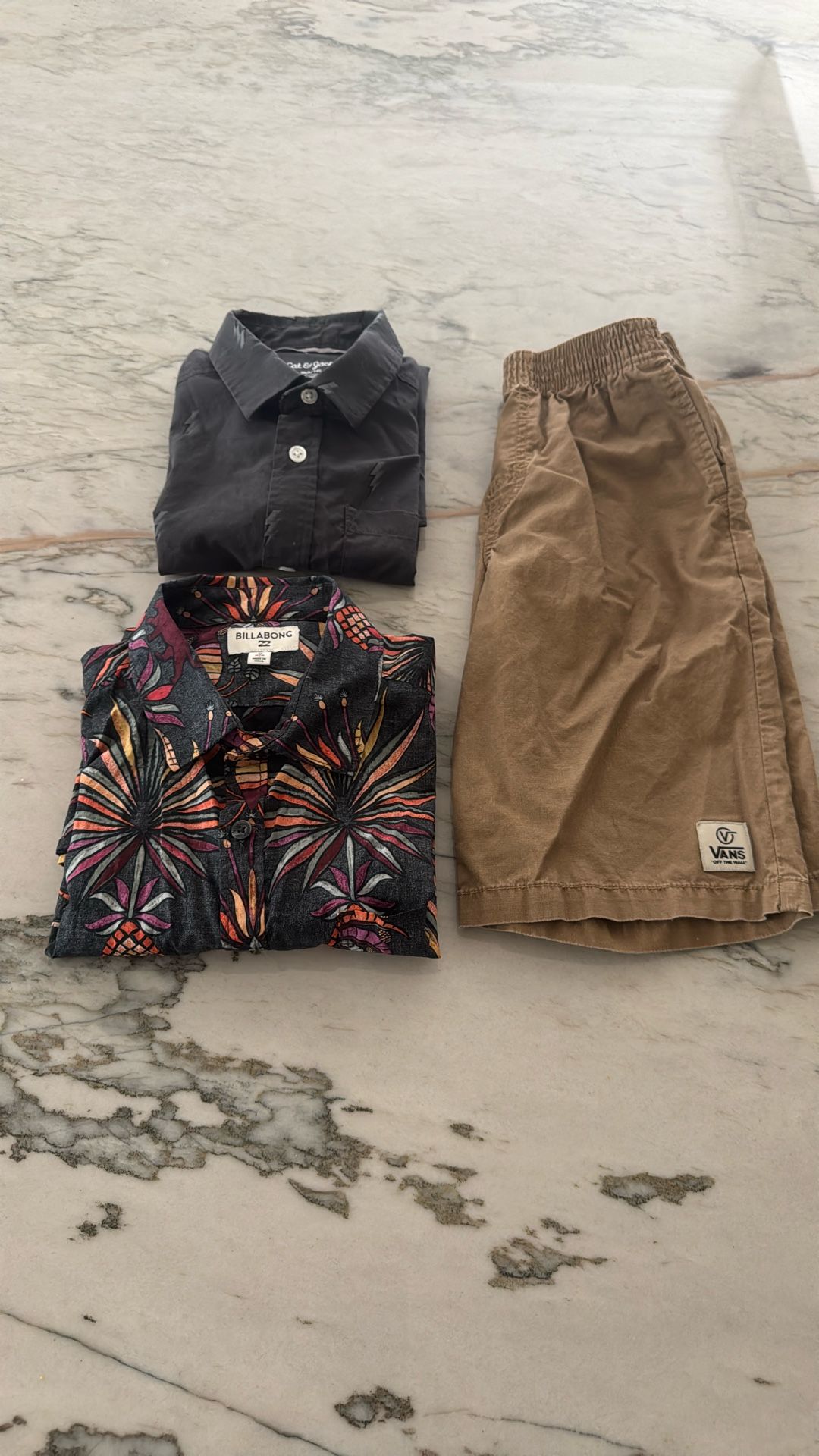 Kids Shorts & 2 Button Up Shirts (Vans, Billabong)