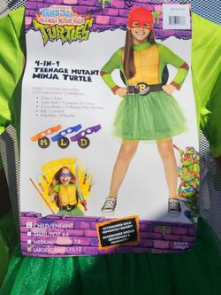 TMNT Ninja Turtle 4-in-1 Girls Child Costume L10-12