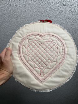 10” Valentine Hand Stitched Heart Wall Hanging 