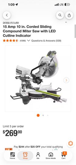15 Amp 10 in. Corded Sliding Compound Miter Saw with LED Cutline Indicator