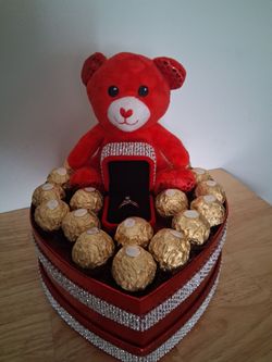 Wedding Gift Set with Teddy Bear and Chocolates