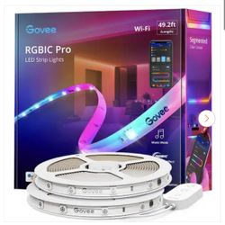 Govee RGBIC Pro 48-Watt Equivalent 49.2 ft. Integrated LED Smart Color Changing Wi-Fi Enabled White Strip Light (1-Strip)