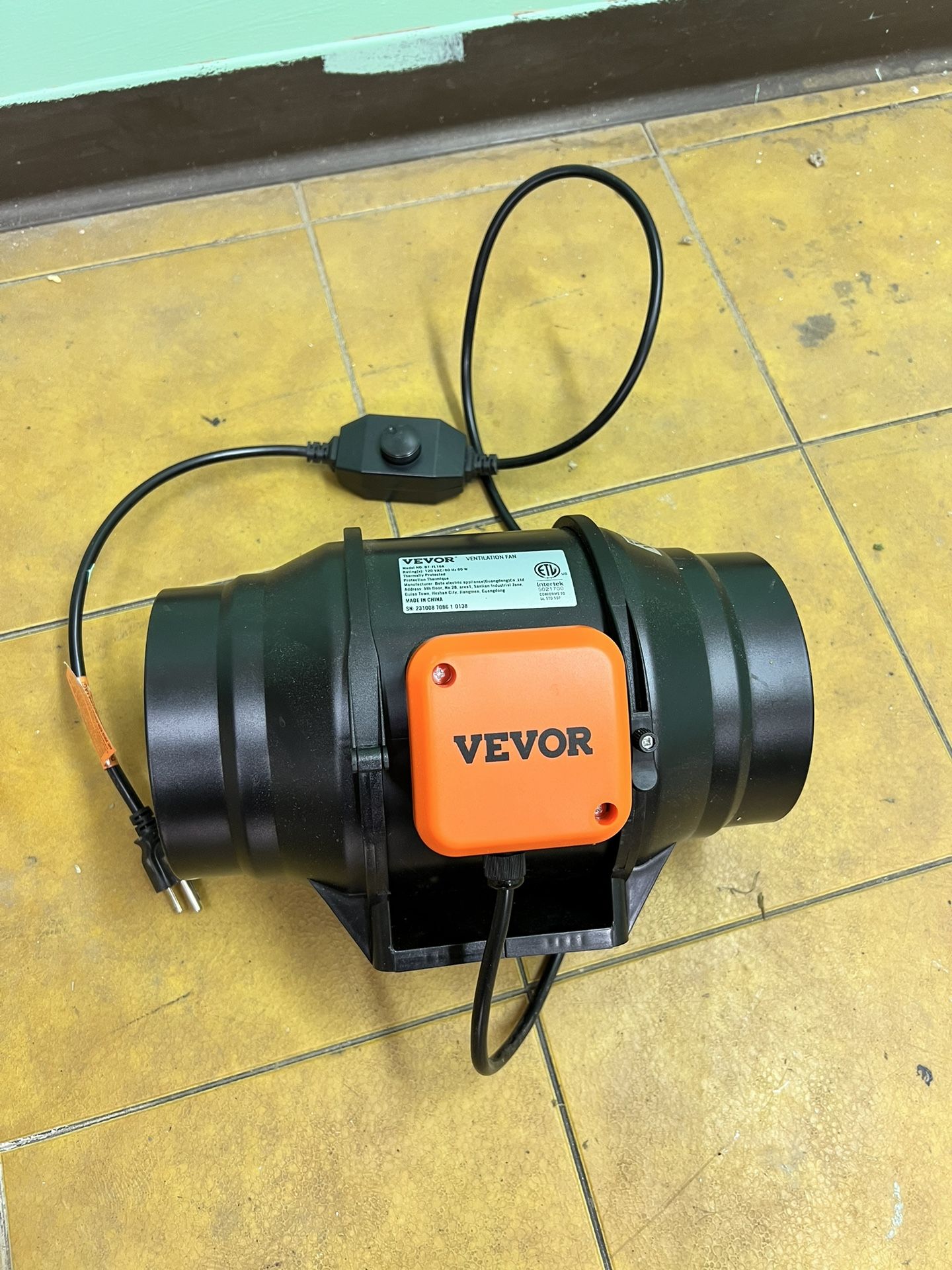 VEVOR Inline Duct Fan, 6-Inch 400 CFM with Variable Speed Controller