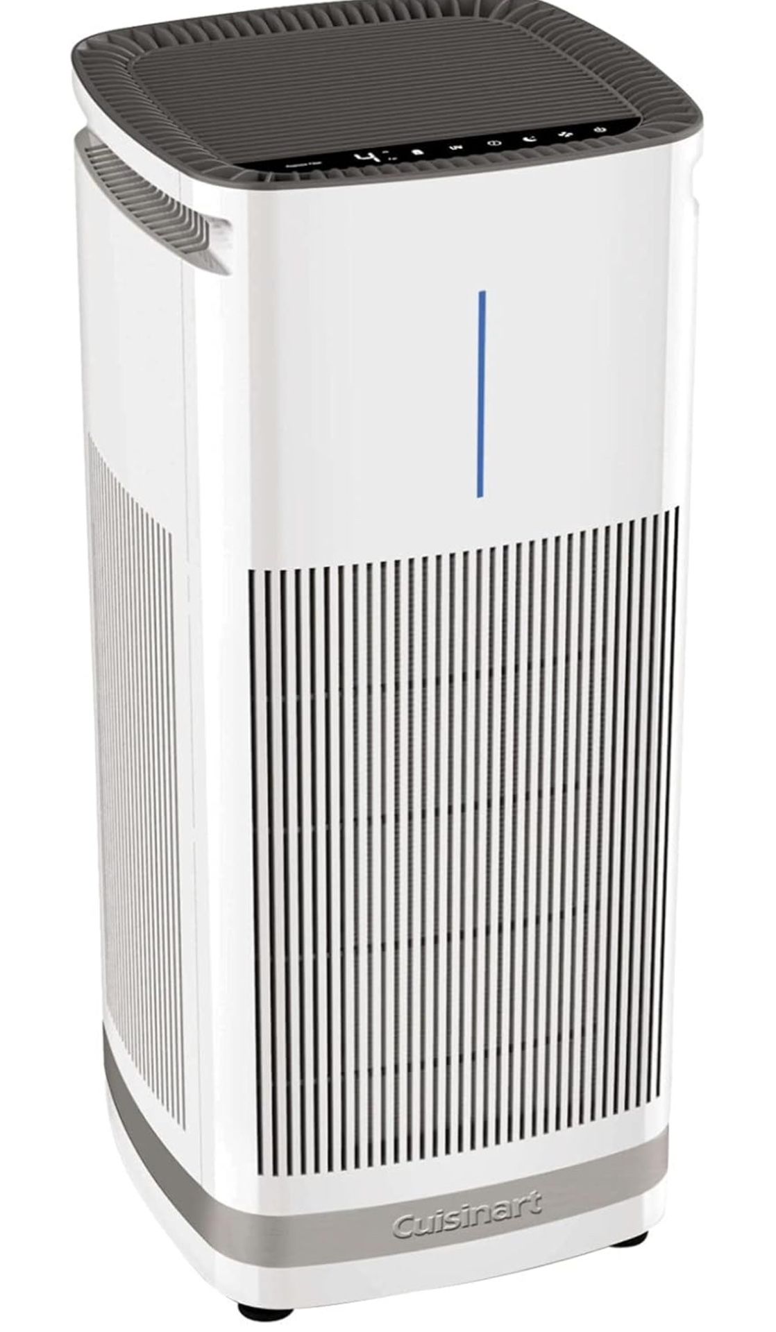 Cuisinart Purium air purifier, boasting a 1,000 square foot room coverage with a HEPA filter and activated carbon filter for comprehensive air purific