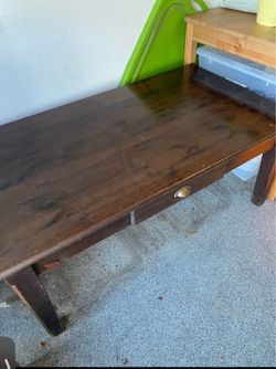 Solid Wood Coffee Table with Drawer-Free