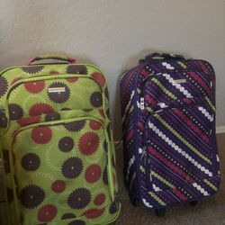 Two Funky Colored Suitcases