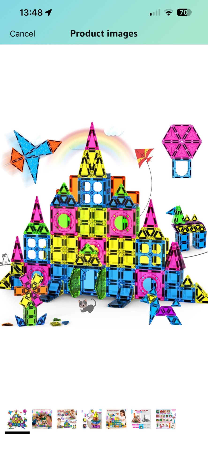 250 PCS 3D STEM Educational Magnetic Tiles for Kids Magnetic Blocks for Kids Magnetic Building Blocks Set