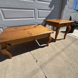 Solid wood coffee table and side table set