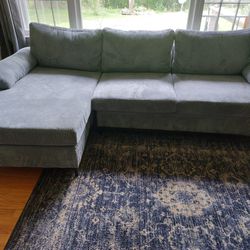 Cozy Corduroy Couch With Chaise Lounge 