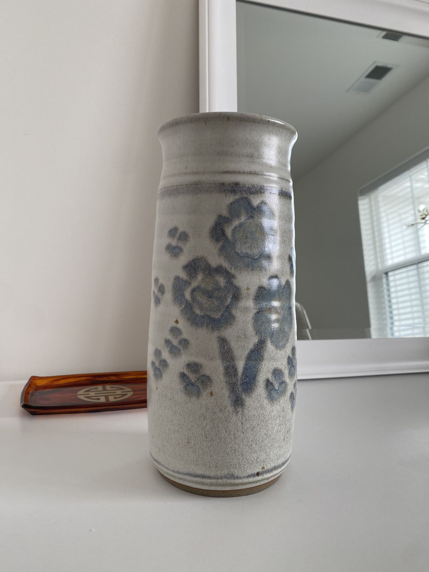 Vintage Bogan Studio Art Pottery Blue drip Glaze stoneware Pitcher Maryland 10”