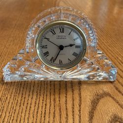 Vintage Crystal Legends Lead Crystal Clock For Desk Mantle